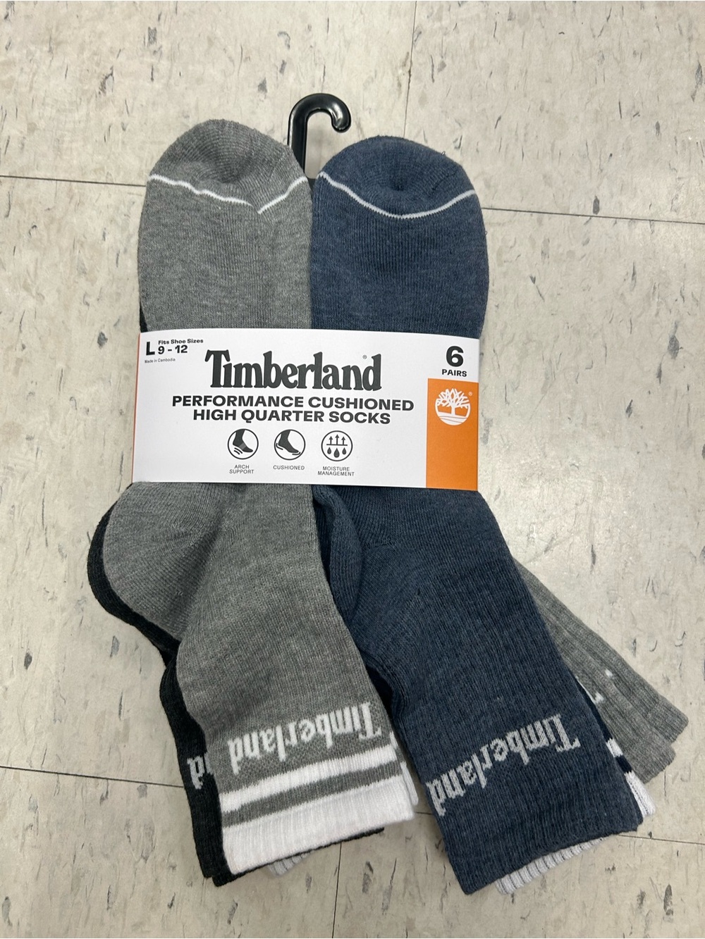 Timberland Men's Performance Cushioned High Quarter Socks (6-Pack)